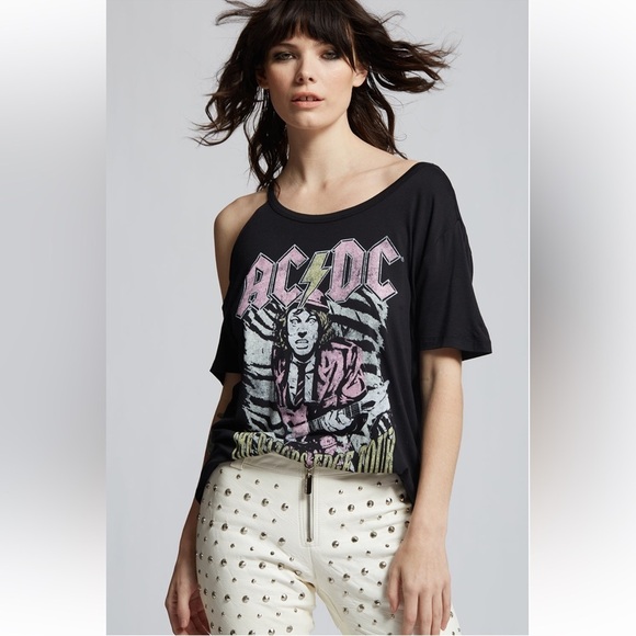 Recycled Karma AC/DC The Razors Edge Tour Cold Shoulder Tee - Picture 3 of 3